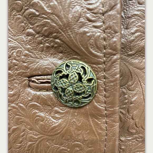 Pamela McCoy S Brown Textured Leather Button Front - Picture 10 of 14